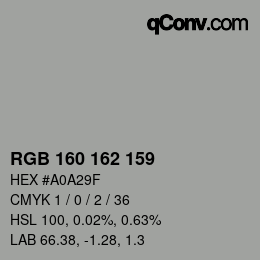 Color code: RGB 160 162 159 | qconv.com