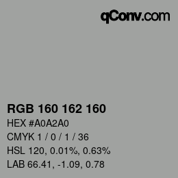 Color code: RGB 160 162 160 | qconv.com