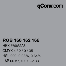 Color code: RGB 160 162 166 | qconv.com