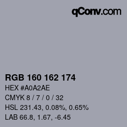 Color code: RGB 160 162 174 | qconv.com