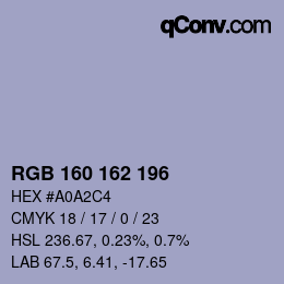 Color code: RGB 160 162 196 | qconv.com
