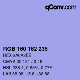 Color code: RGB 160 162 235 | qconv.com