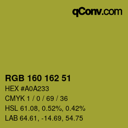 Color code: RGB 160 162 51 | qconv.com