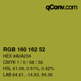 Color code: RGB 160 162 52 | qconv.com