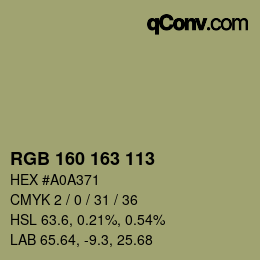 颜色代码: RGB 160 163 113 | qconv.com