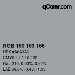 Color code: RGB 160 163 166 | qconv.com