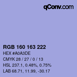 Color code: RGB 160 163 222 | qconv.com