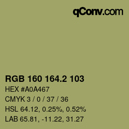 Color code: RGB 160 164.2 103 | qconv.com