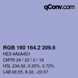 カラーコード: RGB 160 164.2 209.6 | qconv.com