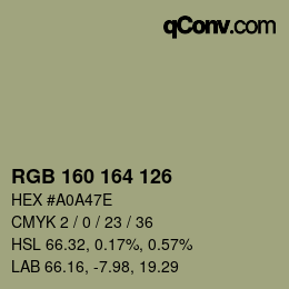 カラーコード: RGB 160 164 126 | qconv.com