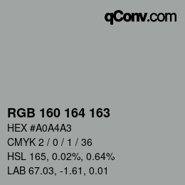 カラーコード: RGB 160 164 163 | qconv.com