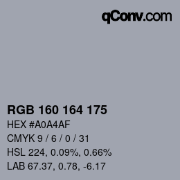 Color code: RGB 160 164 175 | qconv.com