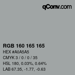 Color code: RGB 160 165 165 | qconv.com