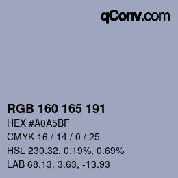 Color code: RGB 160 165 191 | qconv.com