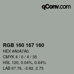 Color code: RGB 160 167 160 | qconv.com