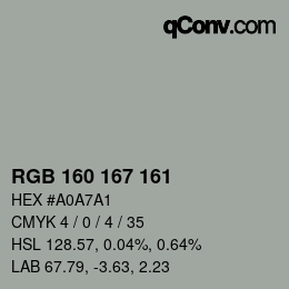 Color code: RGB 160 167 161 | qconv.com