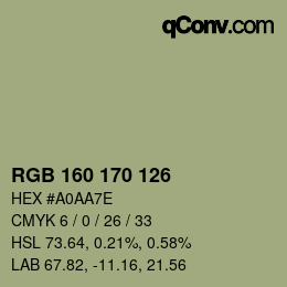 Farbcode: RGB 160 170 126 | qconv.com