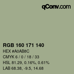 颜色代码: RGB 160 171 140 | qconv.com