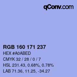 Color code: RGB 160 171 237 | qconv.com