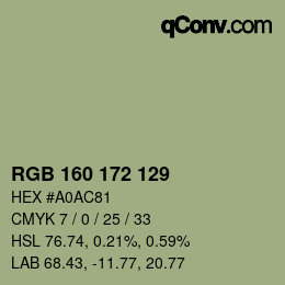 Farbcode: RGB 160 172 129 | qconv.com