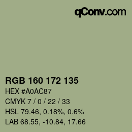 Color code: RGB 160 172 135 | qconv.com