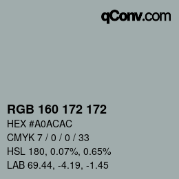 Color code: RGB 160 172 172 | qconv.com