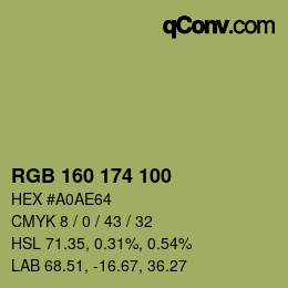 カラーコード: RGB 160 174 100 | qconv.com