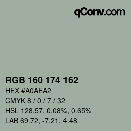 Color code: RGB 160 174 162 | qconv.com