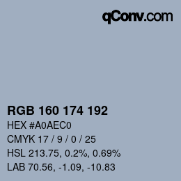 Código de color: RGB 160 174 192 | qconv.com