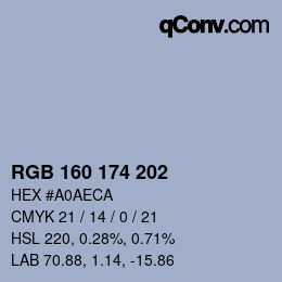 Código de color: RGB 160 174 202 | qconv.com