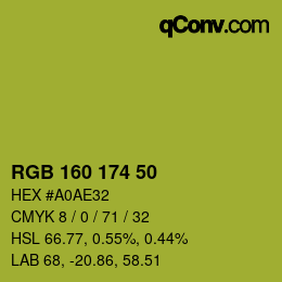 颜色代码: RGB 160 174 50 | qconv.com