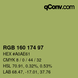 Código de color: RGB 160 174 97 | qconv.com