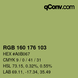 Color code: RGB 160 176 103 | qconv.com