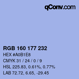 カラーコード: RGB 160 177 232 | qconv.com