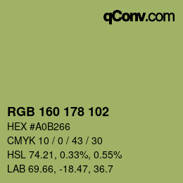 Color code: RGB 160 178 102 | qconv.com