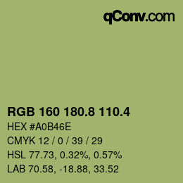 カラーコード: RGB 160 180.8 110.4 | qconv.com