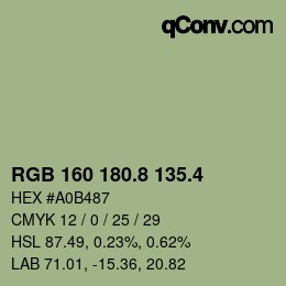 カラーコード: RGB 160 180.8 135.4 | qconv.com