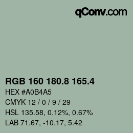 カラーコード: RGB 160 180.8 165.4 | qconv.com
