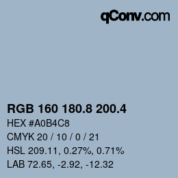 カラーコード: RGB 160 180.8 200.4 | qconv.com