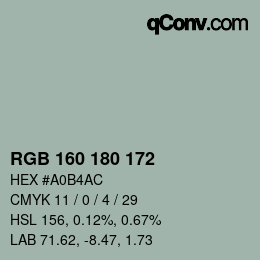 Color code: RGB 160 180 172 | qconv.com