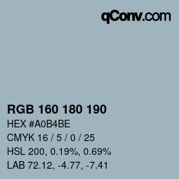 カラーコード: RGB 160 180 190 | qconv.com