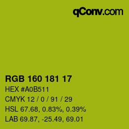 Color code: RGB 160 181 17 | qconv.com