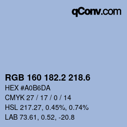 カラーコード: RGB 160 182.2 218.6 | qconv.com