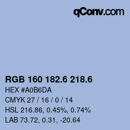 カラーコード: RGB 160 182.6 218.6 | qconv.com