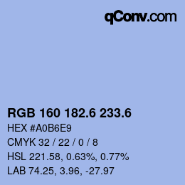 カラーコード: RGB 160 182.6 233.6 | qconv.com