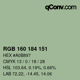 Color code: RGB 160 184 151 | qconv.com