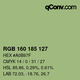 カラーコード: RGB 160 185 127 | qconv.com