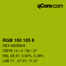 Color code: RGB 160 185 8 | qconv.com