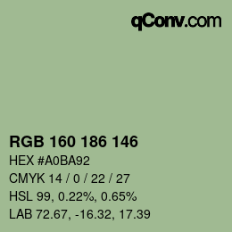 颜色代码: RGB 160 186 146 | qconv.com