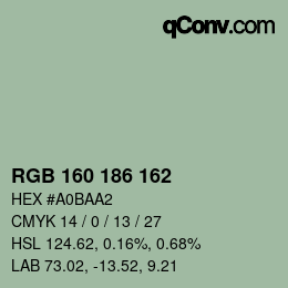 Color code: RGB 160 186 162 | qconv.com